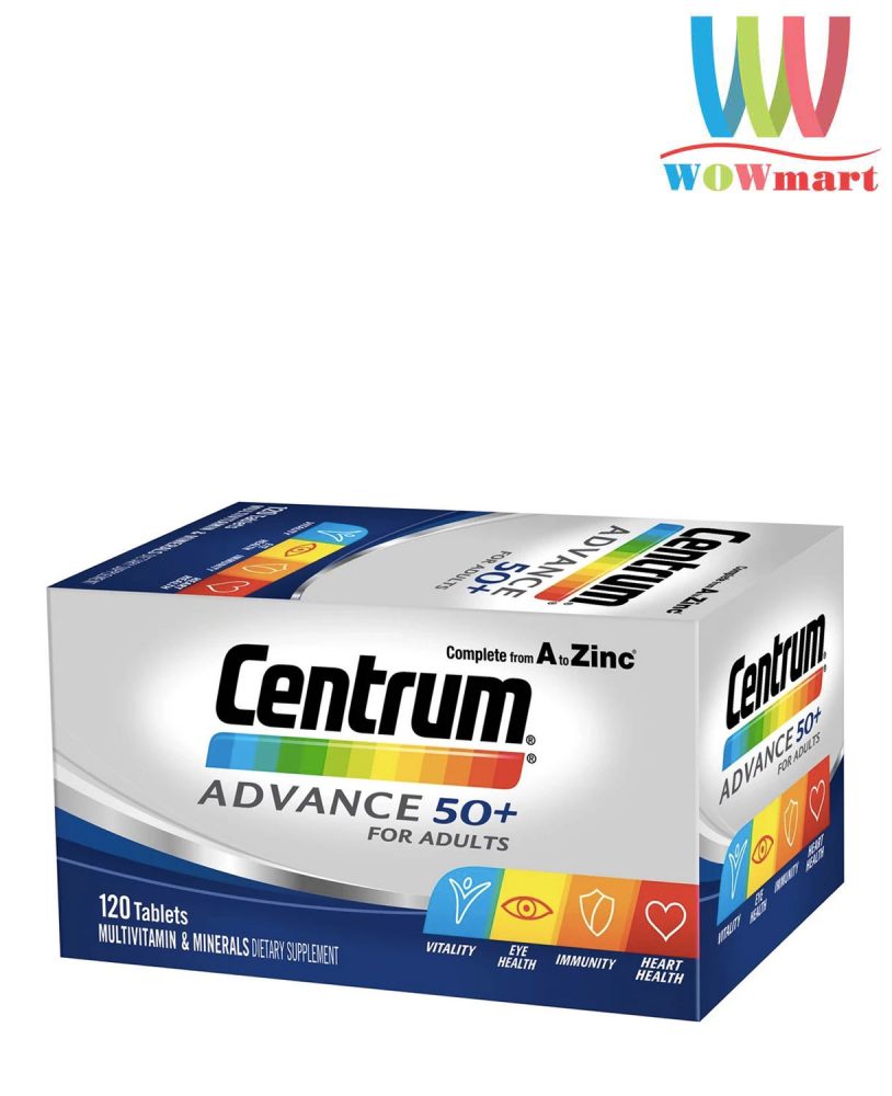 Vitamin cho người trên 50+ Centrum Advance 50+ For Adults 120 viên 9 Vitamin cho người trên 50+ Centrum Advance 50+ For Adults 120 viên