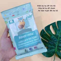 Khan lau ha sot cho be Fever eez Cool Care Forehead and Body Wipes 32 mieng34