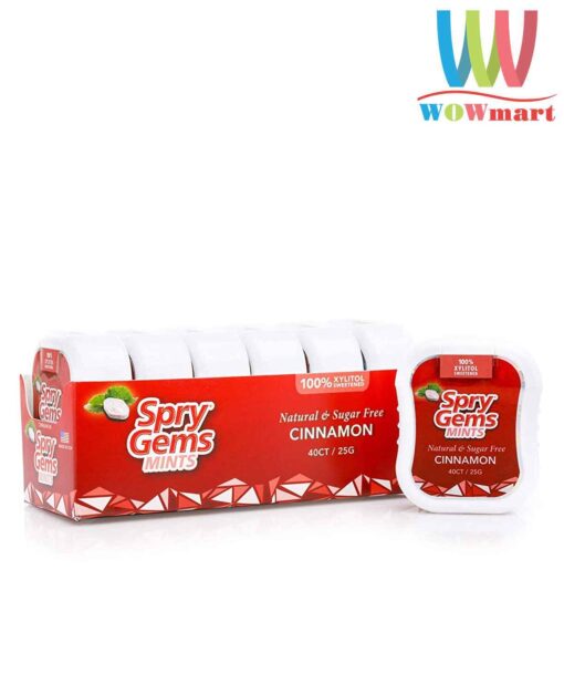Kẹo Spry vị quế Spry Gems Cinnamon 40 viên (1 hộp)