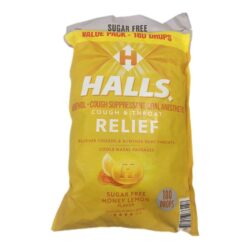 Kẹo Halls thông cổ, mát họng Halls Sugar Free Relief Honey Lemon 180 viên 6 keo halls triple soothing action honey lemon sugar free 180 vien 260924 ka