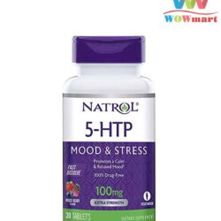 Kẹo ngậm giảm căng thẳng & tăng hưng phấn Natrol 5-HTP Mood & Stress 100mg 30 viên
