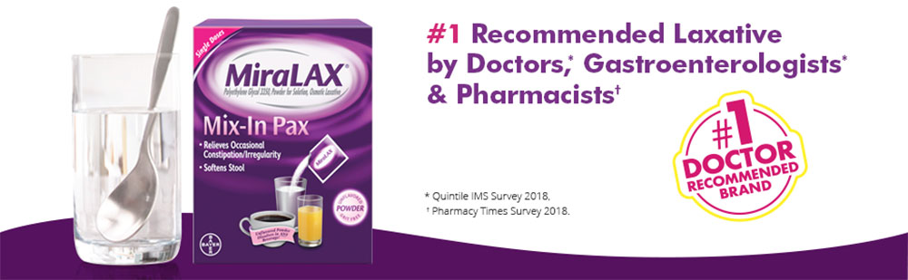 Hỗ trợ nhuận tràng, trị táo bón MiraLax Mix-in Pax Laxative Powder 10 gói
