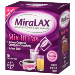 Hỗ trợ nhuận tràng, giảm táo bón MiraLax Mix-in Pax Laxative Powder 10 gói 6 ho tro nhuan trang tri tao bon miralax mix in pax laxative powder 10 goi ke