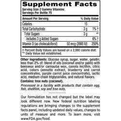 keo deo bo sung vitamin d vitafusion vitamin d3 50mcg 2000iu gummy 150 vien kb