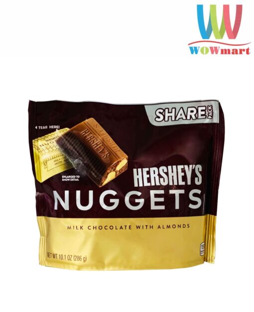 Socola sữa hạnh nhân Hershey Mỹ Hershey's Nuggets Milk Chocolate with Almonds 286g