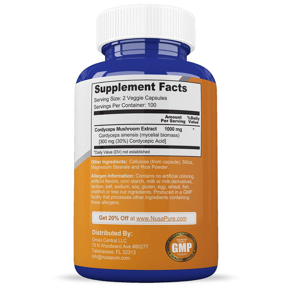 Viên uống đông trùng hạ thảo NusaPure Cordyceps 1000mg 200 viên 15 vien uong dong trung ha thao NusaPure Cordyceps 1000mg 200 vien kc