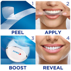 Miếng dán kèm máy chiếu làm trắng răng Crest 3D White 20 Whitestrips & 1 Light 10 mieng dan trang rang crest 3d white whitestrips light 20 mieng kem dung cu ho tro dan kb