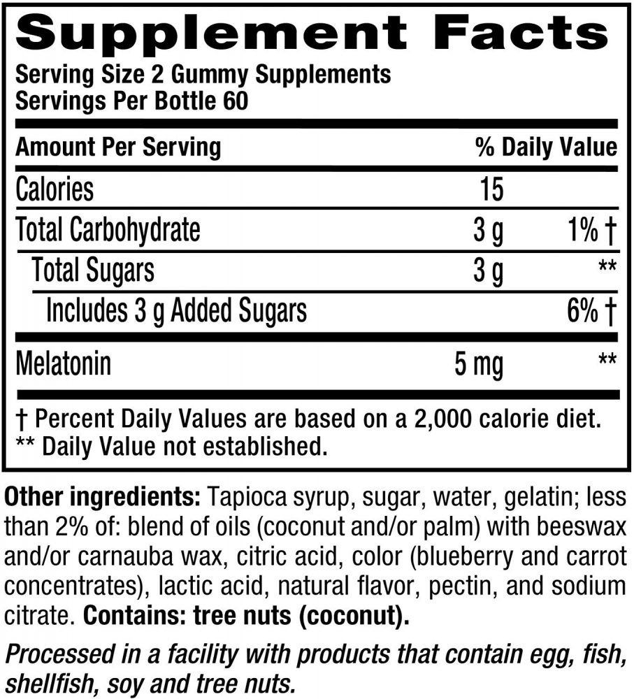 Kẹo dẻo hỗ trợ giấc ngủ ngon Vitafusion Melatonin Extra Strength 5mg 120 viên vị berry