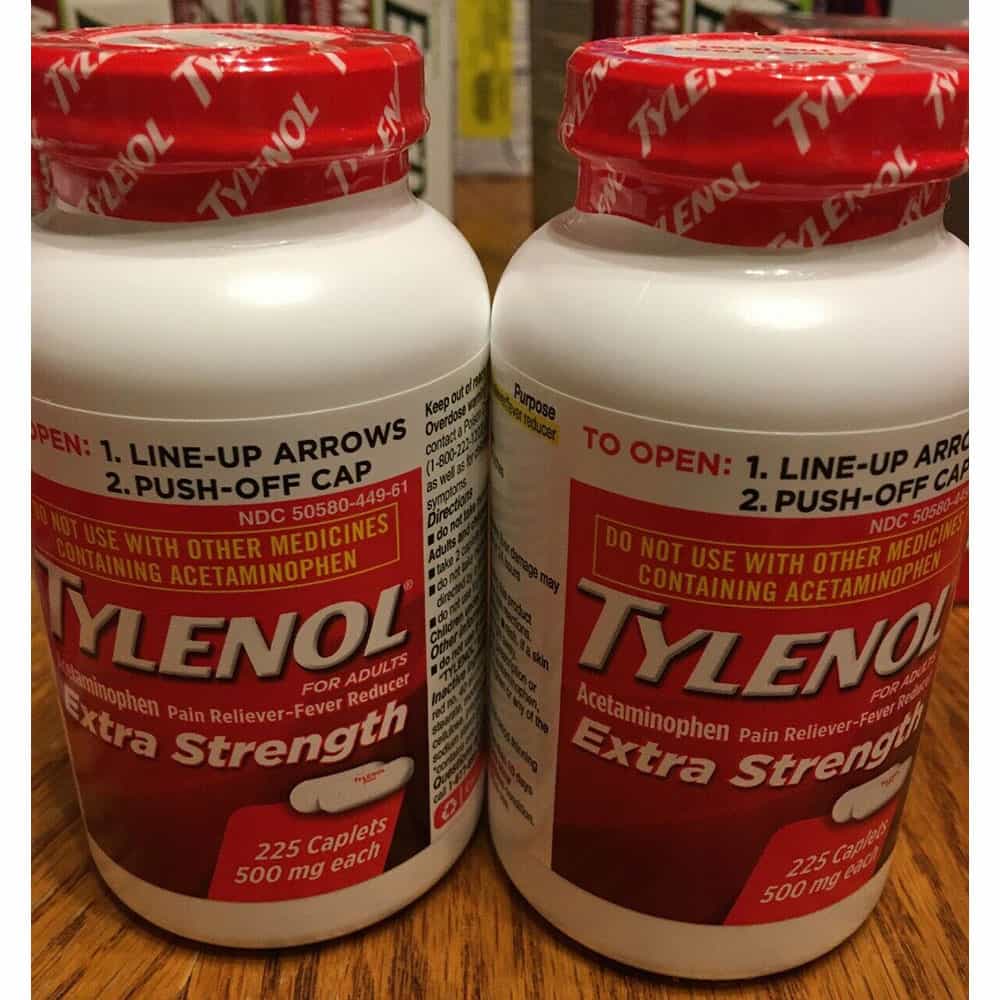 Giảm đau hạ sốt Tylenol Acetaminophen Pain Reliever Extra Strength 500mg 225 Caplets (không hộp giấy)