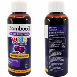Siro bổ sung Vitamin C + Kẽm cho bé Sambucol Black Elderberry Kids Liquid 120ml 9 siro bo sung vitamin c kem cho be sambucol black elderberry kids liquid 120ml kb