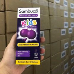 Siro bổ sung Vitamin C + Kẽm cho bé Sambucol Black Elderberry Kids Liquid 120ml 11 siro bo sung vitamin c kem cho be sambucol black elderberry kids liquid 120ml kd