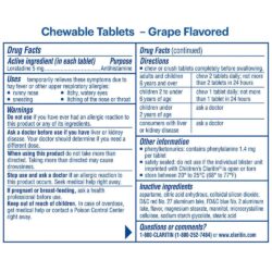 Viên nhai chống dị ứng cho bé Claritin Chewables 5 mg Non-Drowsy 24 Hour 72 viên (Grape) 5 vien chong di ung cho be claritin chewables 5 mg non drowsy 24 hour 72 vien kb
