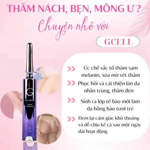 Kem giảm thâm nách, bẹn, mông GCell XX Virgin Cream Premium A – 5g 8 kem tri tham nach ben mong gcell xx virgin cream premium a6 5ml 251024 ke