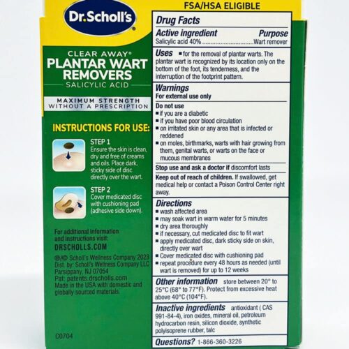 Miếng dán loại bỏ mụn cóc Dr. Scholl’s Clear Away Plantar Wart Remover 24 miếng 11 mieng dan loai bo mun coc dr scholls clear away plantar wart remover 24 mieng 060625 kc