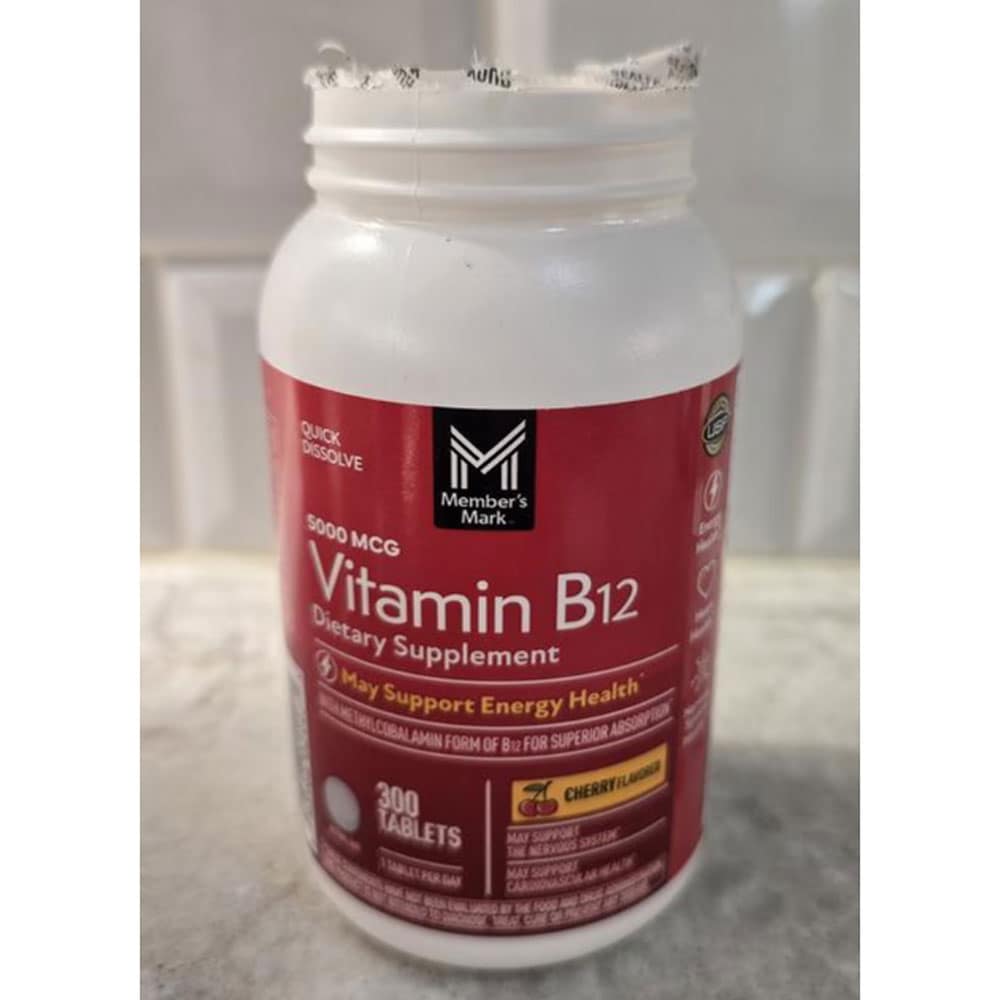 Viên ngậm bổ sung Vitamin B12 Member’s Mark Vitamin B12 Quick Dissolve Tablets 5000mcg Cherry 300 viên - Ảnh 3