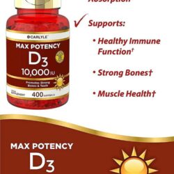 Viên uống bổ sung Vitamin D Carlyle Max Potency D3 10,000 IU 400 viên 7 vien uong bo sung vitamin d carlyle max potency d3 10 000 iu 400 vien kb