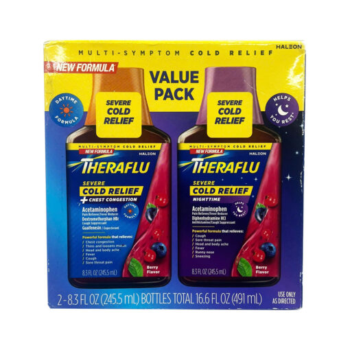 Hỗ trợ cảm ho Theraflu Severe Cold Relief Daytime & Nighttime 491ml