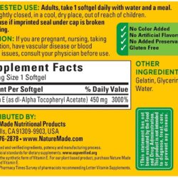 Viên uống Vitamin E từ Nature Made Vitamin E 1000IU (450mg) 60 Softgels 10 vien uong vitamin e tu nature made vitamin e 1000iu 450mg 60 softgels kc