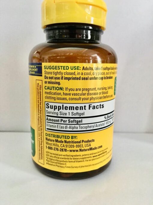 vien uong vitamin e tu nature made vitamin e 1000iu 450mg 60 softgels ke
