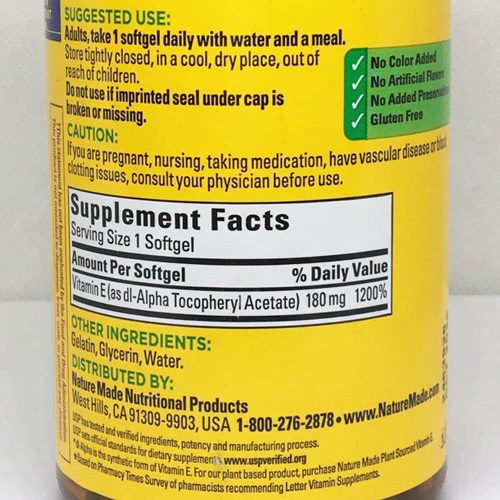 Viên uống Vitamin E từ Nature Made Vitamin E 400IU (180mg) 300 Softgels 25 vien uong vitamin e tu nature made vitamin e 400iu 180mg 300 softgels 110524 kj