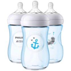 set 3 binh sua co rong philips avent natural special edition 1m 260ml blue otter anchor kb