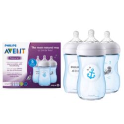 set 3 binh sua co rong philips avent natural special edition 1m 260ml blue otter anchor kc