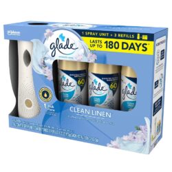 Set máy xịt thơm phòng tự động Glade chạy pin + 3 chai tinh dầu (Clean Linen) 8 set may xit thom phong tu dong glade chay pin 3 chai tinh dau clean linen kak