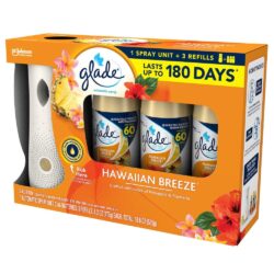 Set máy xịt thơm phòng tự động Glade chạy pin + 3 chai tinh dầu (Hawaiian & Breeze) 9 set may xit thom phong tu dong glade chay pin 3 chai tinh dau hawaiian breeze kcc