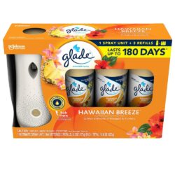 Set máy xịt thơm phòng tự động Glade chạy pin + 3 chai tinh dầu (Hawaiian & Breeze) 8 set may xit thom phong tu dong glade chay pin 3 chai tinh dau hawaiian breeze kce