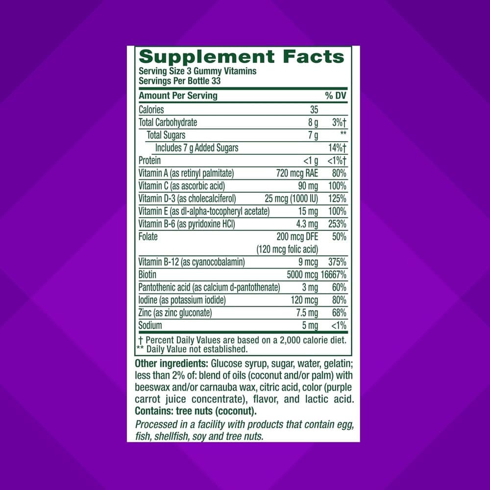 Kẹo dẻo đẹp da móng tóc Vitafusion Hair, Skin & Nails 100 Gummies 4 Kẹo dẻo đẹp da móng tóc Vitafusion Hair, Skin & Nails 100 Gummies - Ảnh 4