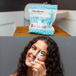 tam chi nha khoa plackers twin line 300 chiec cool mint kc