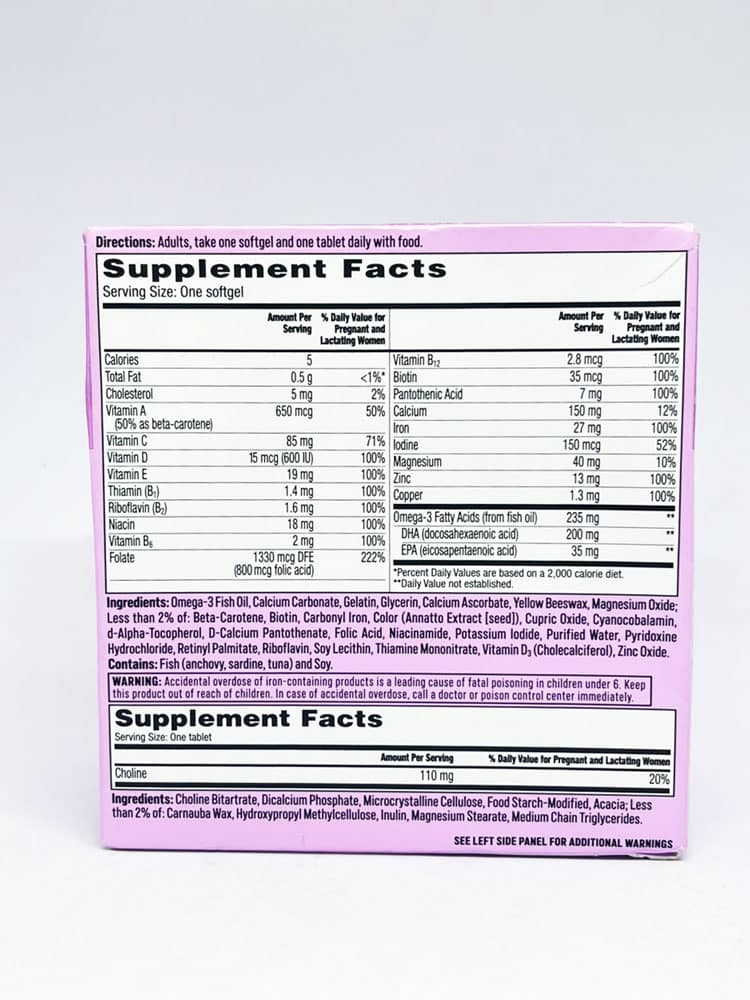 Viên bổ cho bà bầu One A Day Prenatal Advanced Multivitamin + Choline 60 Gels + 60 Tablets - Ảnh 3