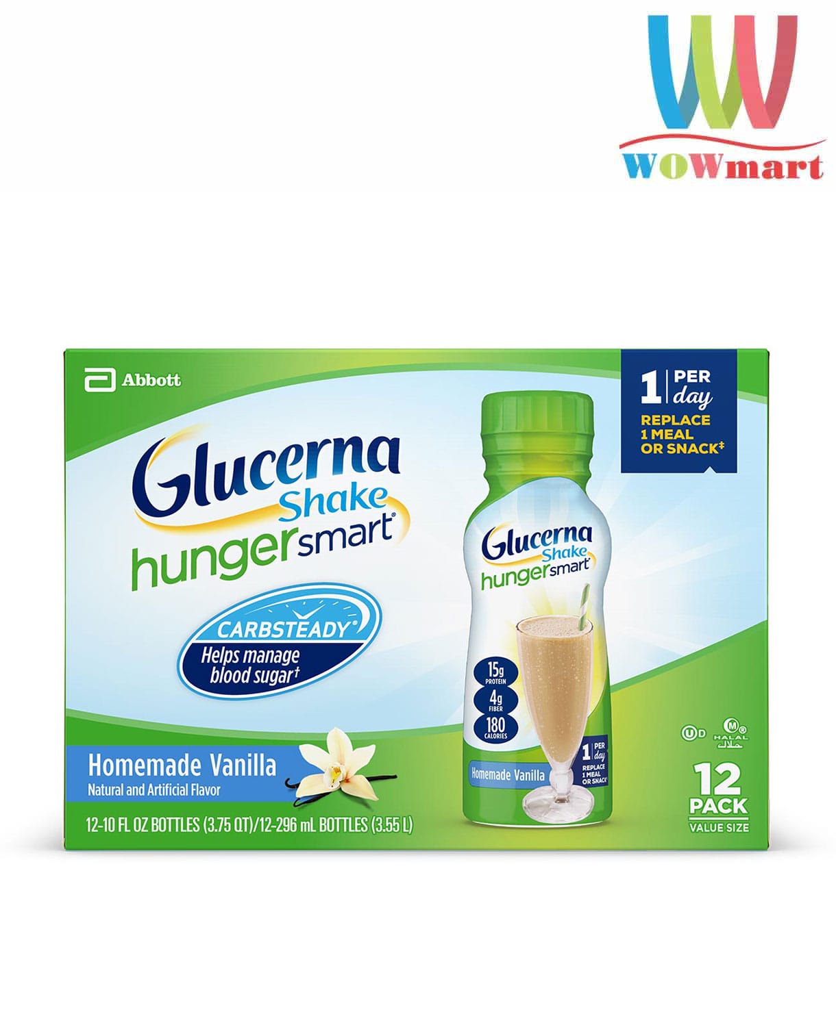 Sữa Glucerna nước cho người tiểu đường Glucerna Hunger Smart Vanilla 296ml  x 12 chai – Wowmart VN | 100% hàng ngoại nhập