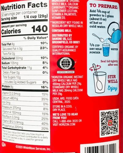 Sữa tươi nguyên kem dạng bột Horizon Organic Dry Whole Milk 870g 26 sua tuoi nguyen kem dang bot horizon organic dry whole milk 870g knf