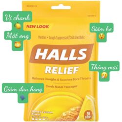keo halls thong co mat hong halls relief honey lemon 30 vien kd