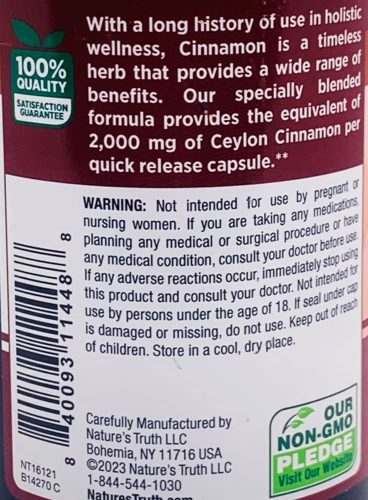 Viên uống hỗ trợ đường huyết từ quế Nature’s Truth Ceylon Cinnamon 2000mg 150 Capsules 17 vien uong ho tro duong huyet tu que natures truth ceylon cinnamon 2000mg 150 capsules kne