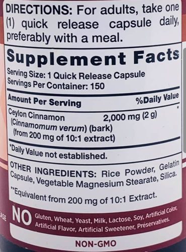 Viên uống hỗ trợ đường huyết từ quế Nature’s Truth Ceylon Cinnamon 2000mg 150 Capsules 16 vien uong ho tro duong huyet tu que natures truth ceylon cinnamon 2000mg 150 capsules knf