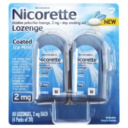 Kẹo ngậm cai thuốc lá Nicorette Lozenge Ice Mint 2mg 80 viên 8 keo ngam cai thuoc la nicorette lozenge ice mint 2mg 80 vien kc