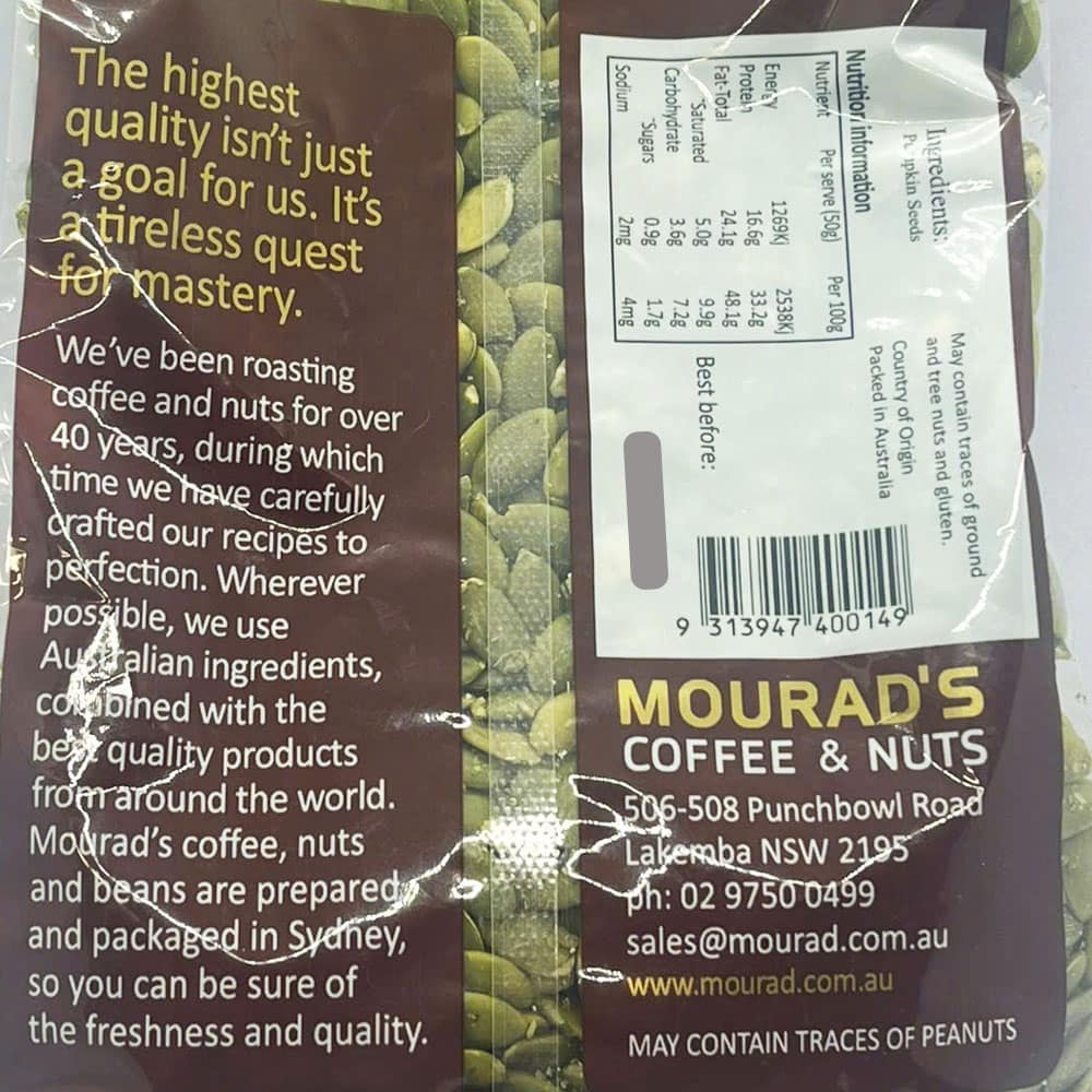 Nhân hạt bí Mourad’s Coffee & Nuts Pumpkin Seeds (Pepitas) 500g 4 Nhân hạt bí Mourad’s Coffee & Nuts Pumpkin Seeds (Pepitas) 500g - Ảnh 4