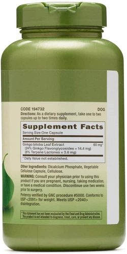 Viên uống bổ não GNC Ginkgo Biloba 60mg 300 Capsules 12 vien uong bo nao gnc ginkgo biloba 60mg 300 capsules kb