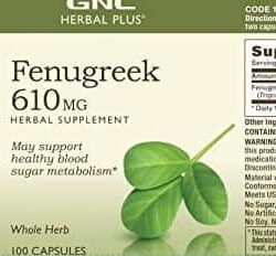 Viên uống lợi sữa, cân bằng đường huyết GNC Fenugreek 610mg 100 Capsules 10 vien uong loi sua can bang duong huyet gnc fenugreek 610mg 100 capsules kb