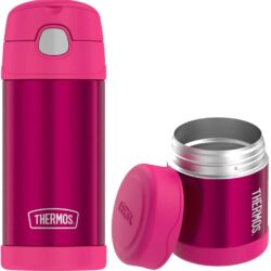 Set bình + hộp đựng thức ăn giữ nhiệt cho bé Thermos Funtainer Lunch Set 355ml + 290ml (Pink) 15 set binh hop dung thuc an giu nhiet cho be thermos funtainer lunch set 355ml 290ml pink kd