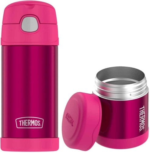 Set bình + hộp đựng thức ăn giữ nhiệt cho bé Thermos Funtainer Lunch Set 355ml + 290ml (Pink) 23 set binh hop dung thuc an giu nhiet cho be thermos funtainer lunch set 355ml 290ml pink kd