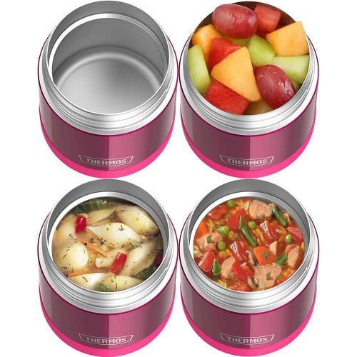 Set bình + hộp đựng thức ăn giữ nhiệt cho bé Thermos Funtainer Lunch Set 355ml + 290ml (Pink) 29 set binh hop dung thuc an giu nhiet cho be thermos funtainer lunch set 355ml 290ml pink ki
