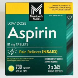 Viên hỗ trợ ngăn ngừa nhồi máu cơ tim Member’s Mark Aspirin 81mg 2x 365 viên (730 Tablets) 6 vien giam dau va ngan ngua nhoi mau co tim members mark aspirin 81mg 2x 365 vien 730 tablets 270325 ka