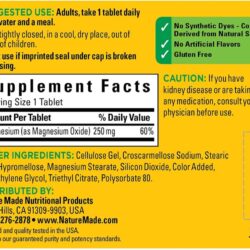 vien uong bo sung magie nature made magnesium 250mg 100 tablets kc