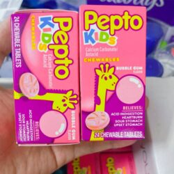 Viên ngậm hỗ trợ dạ dày, khó tiêu, đau bụng cho bé Pepto Kids vị Bubble Gum 24 viên 12 vien ngam ho tro da day kho tieu dau bung cho be pepto kids vi bubble gum 24 vien ki