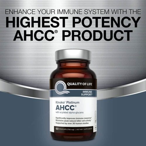 Viên uống tăng cuờng hệ miễn dịch Quality Of Life Kinoko Platinum AHCC 750mg 60 viên 13 vien uong tang cuong he mien dich quality of life kinoko platinum ahcc 750mg 60 vien kc
