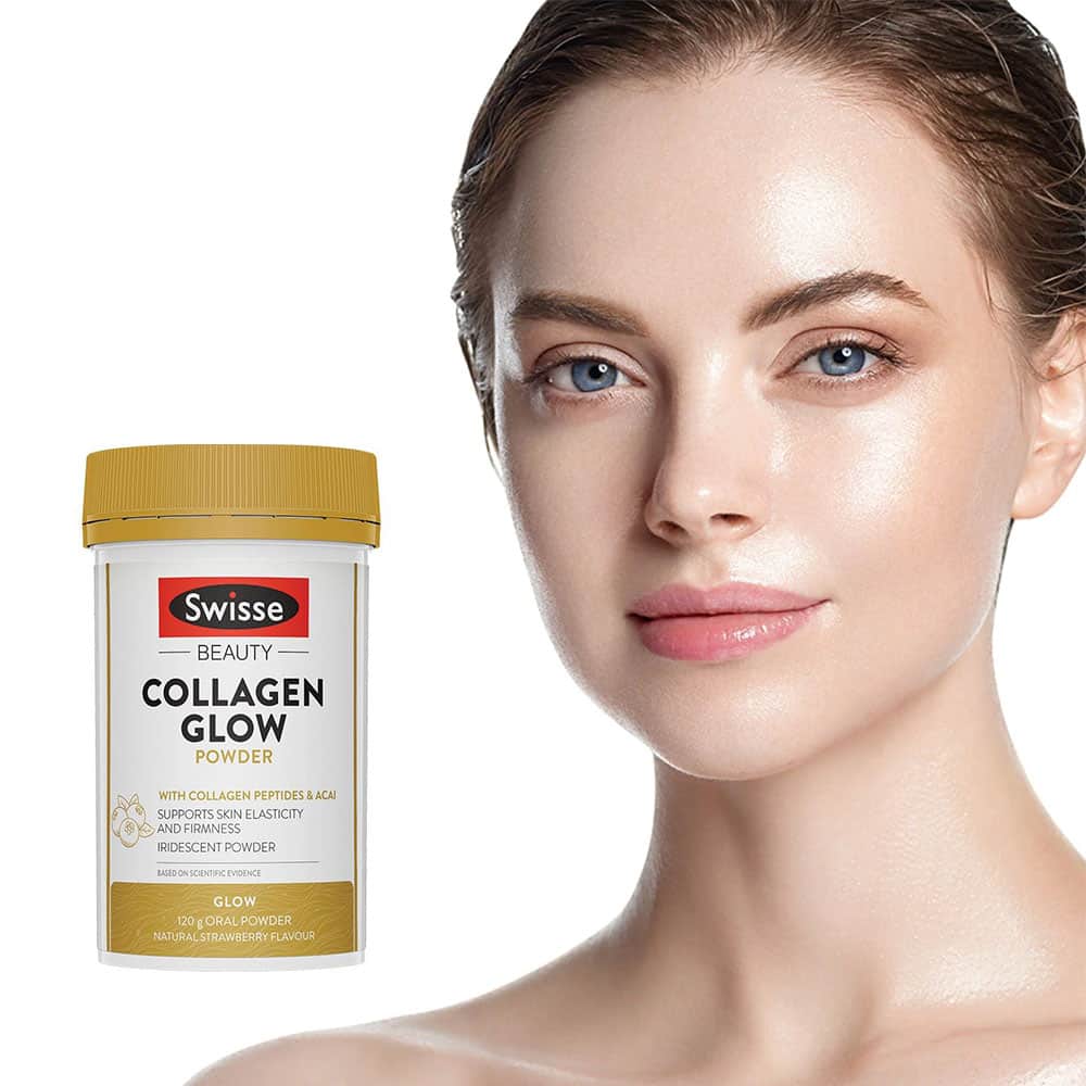 Bột Collagen Swisse Beauty Collagen Glow Powder 120g (Strawberry)  Wowmart  VN | 100% hàng ngoại nhập