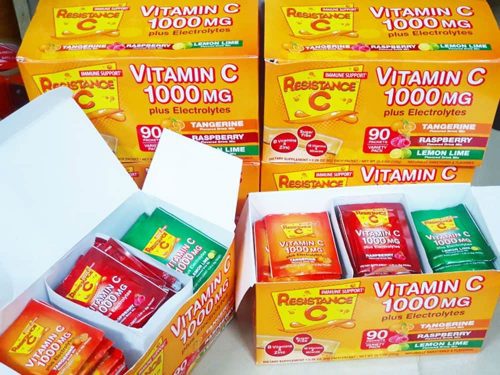 bot sui c tang de khang resistance c 1000mg plus electrolytes tangerine raspberry lemon 90 goi knb